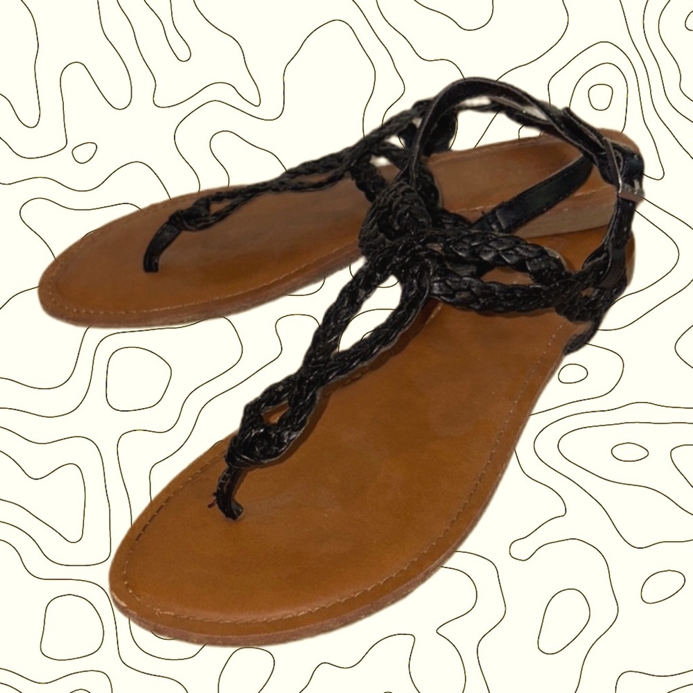 Merona Black and Brown Braided Sandals